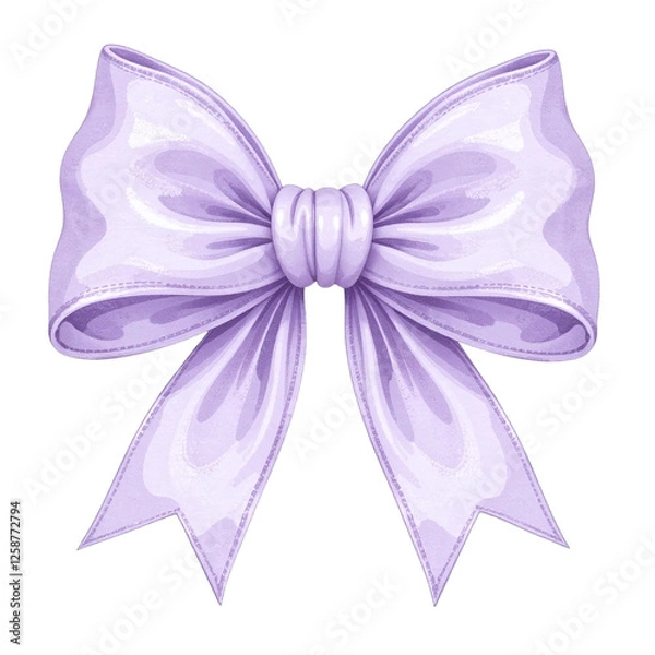 Fototapeta Illustration of a large purple bow, isolated on a cut out background.