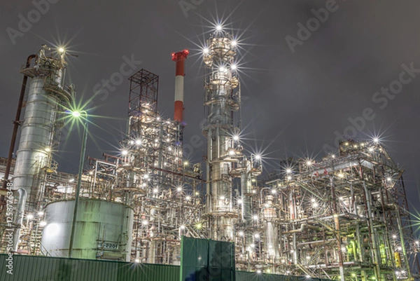 Obraz 四日市工場夜景 塩浜エリア