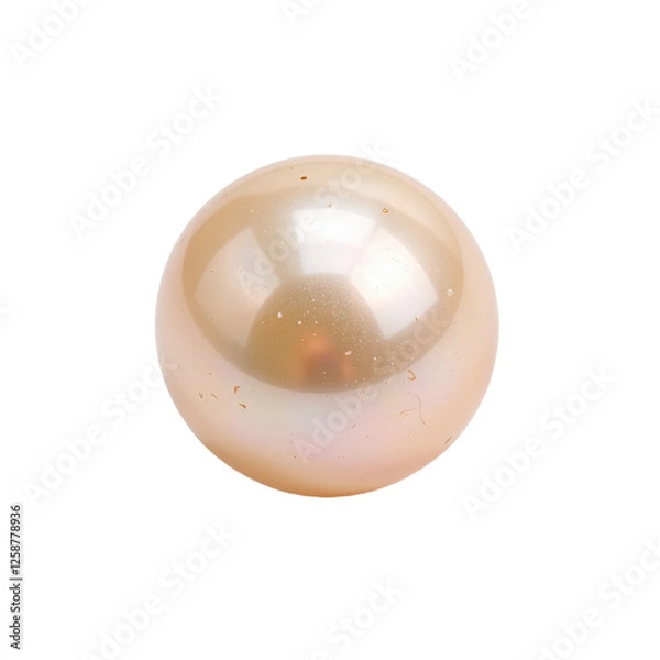 Fototapeta Close-up image of a single, round, pale gold pearl on a cutout background.