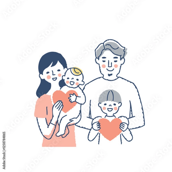 Obraz 一緒にハートを持っている家族　　上半身