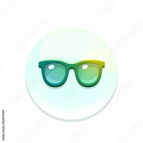 Fototapeta An sleek image of a green glasses with a colorful gradient. The background is a soft white color, adding depth and contrast.