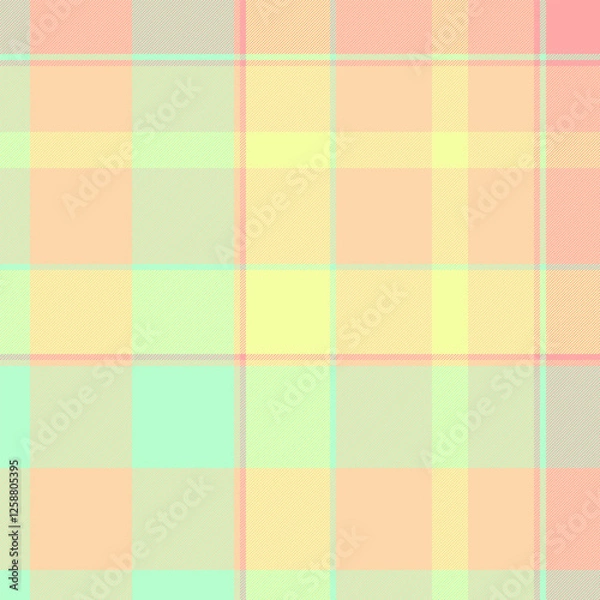 Fototapeta Layered textile texture pattern, delicate background seamless tartan. Curtain plaid check vector fabric in orange and light colors.