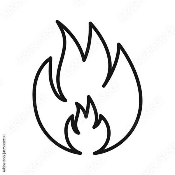 Obraz Flame fire icon Outline vector symbol sign