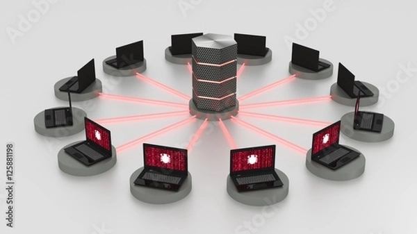 Fototapeta Denial of service attack on centralized server