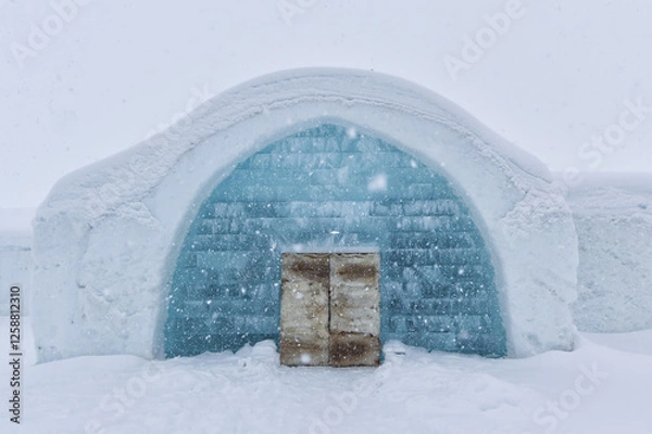 Fototapeta The entrance of the Ice Hotel in the north of Sweden in Kiruna