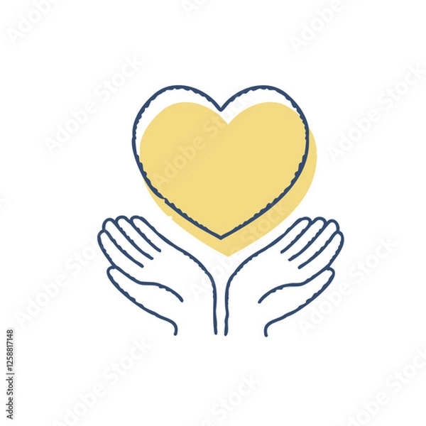 Obraz ハートと包み込む手