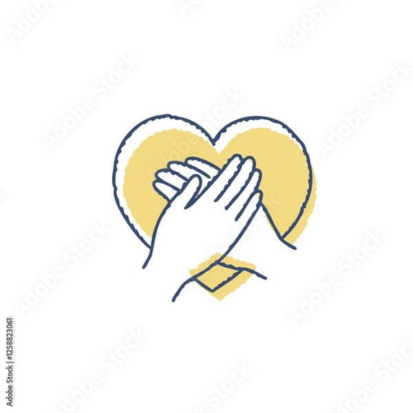 Obraz ハートと重ね合う手