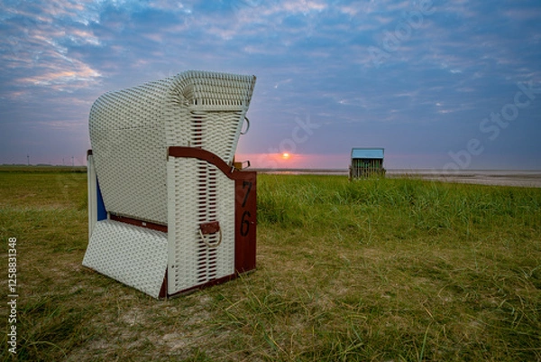 Obraz Sonnenuntergang am Nordseestrand