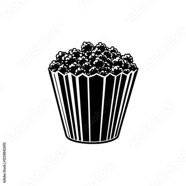 Fototapeta popcorn linocut isolated on white background 
