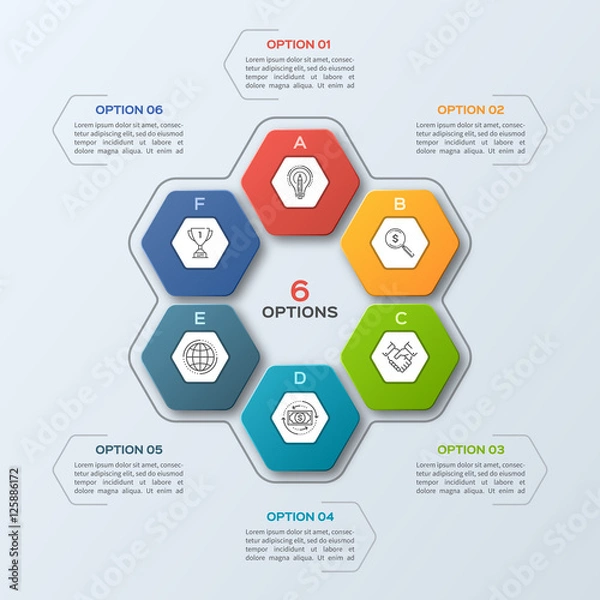 Fototapeta Business infographic template with 6 steps