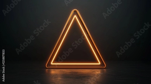 Fototapeta Stylish triangle with glowing rays in an isolated dark space showcasing modern geometric design elements