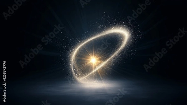 Fototapeta Bright flash of light isolated against a dark background creating a mystical cosmic effect in space-like environment
