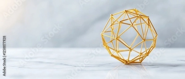 Fototapeta geometric gold structure on marble surface