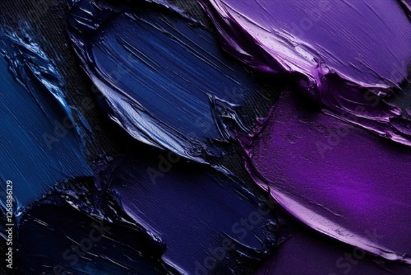 Fototapeta A close-up of textured purple and blue paint strokes on a canvas background.
