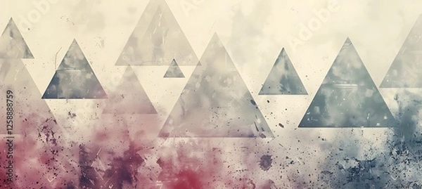 Obraz A Beautiful Rustic Geometric Background with Red and Green Triangular Shapes Seamlessly Blending into an Abstract Design
