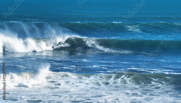 Obraz Blue clear ocean wave background panoramic view
