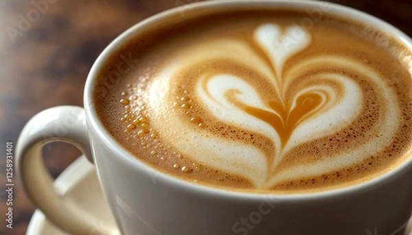 Obraz Close-Up Latte Art Heart in Coffee Cup
