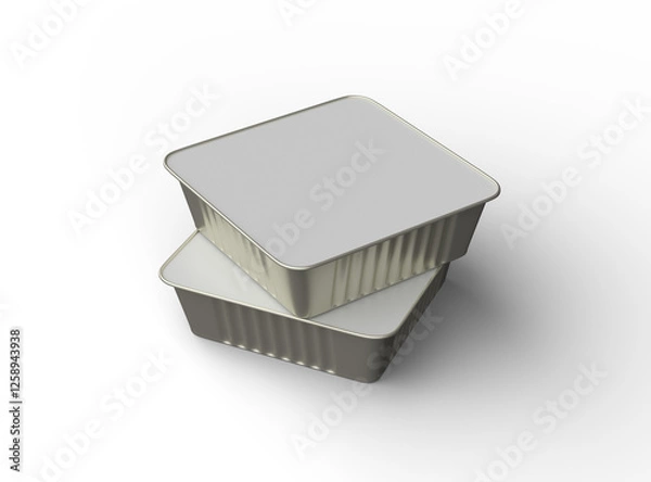 Obraz 3d rendered image of a small square food foil tray isolated on a transparent background