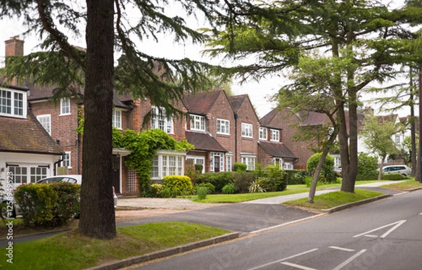 Fototapeta Row of semi-detached houses in a London suburb, UK