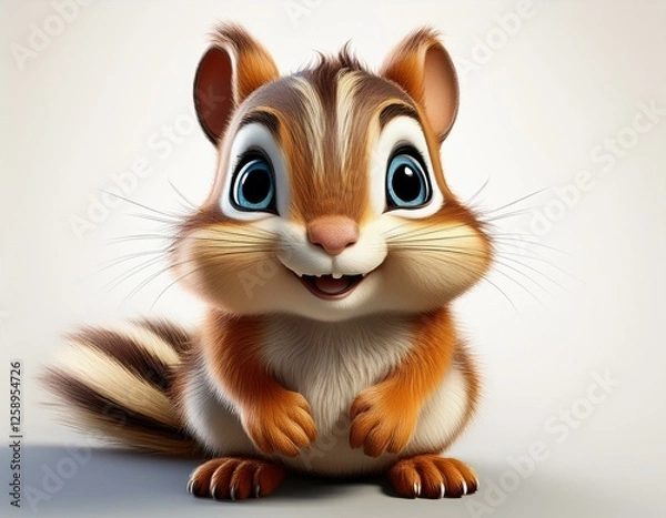 Obraz Niedliches Streifenhörnchen, weißer Hintergrund