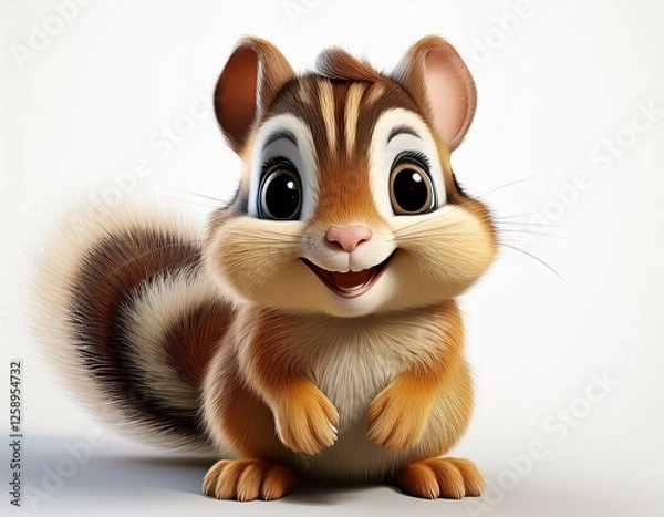 Obraz Niedliches Streifenhörnchen, weißer Hintergrund