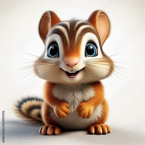Obraz Niedliches Streifenhörnchen, weißer Hintergrund