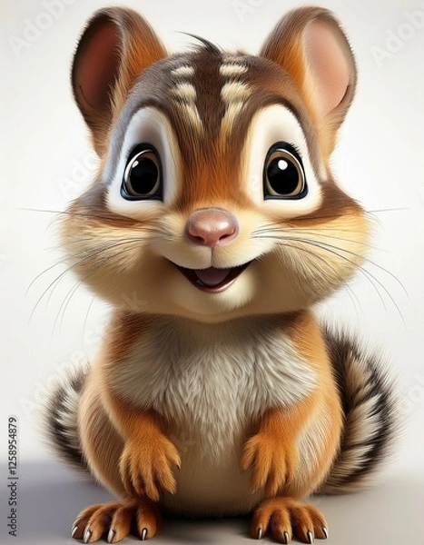 Obraz Niedliches Streifenhörnchen, weißer Hintergrund