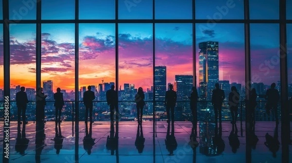 Fototapeta The sky is a beautiful mix of pink and purple hues, creating a serene