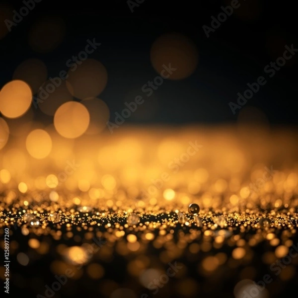 Fototapeta Christmas abstract and bokeh light with glitter background golden sprinkles on black background Bokeh light lights background bokeh abstract light bright effect shiny