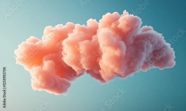 Fototapeta Dreamy pastel pink clouds floating in a serene blue sky, casting soft shadows and evoking feelings of wonder and peace