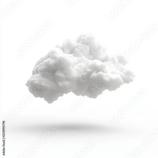 Obraz Fluffy White Cloud Isolated on Clean White Background for Design Projects