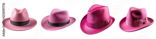 Obraz Pink hat isolated on transparent background ,PNG, set of