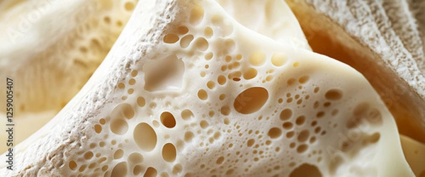Obraz Close-up of porous texture with holes, showcasing a natural sponge-like surface with intricate patterns and textures, symbolizing softness and absorbency