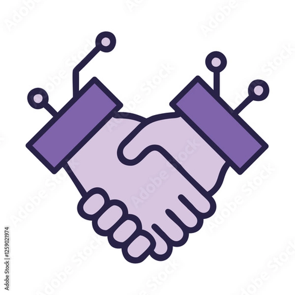 Obraz Handshake with robotic and human hands