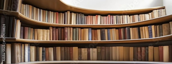 Obraz Abstract curved bookshelves in library, sparse image
