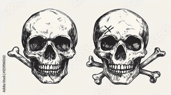 Fototapeta Skull and Crossbones Icon in Two Styles Vector