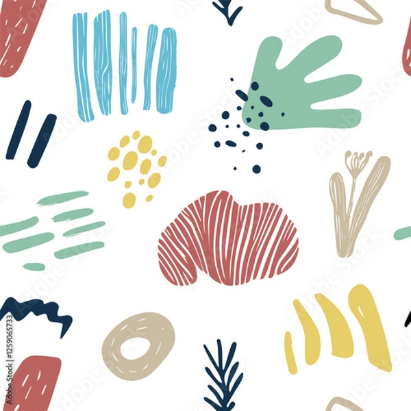 Obraz Abstract seamless pattern in trendy style with geometric elements, textures. Vector background.