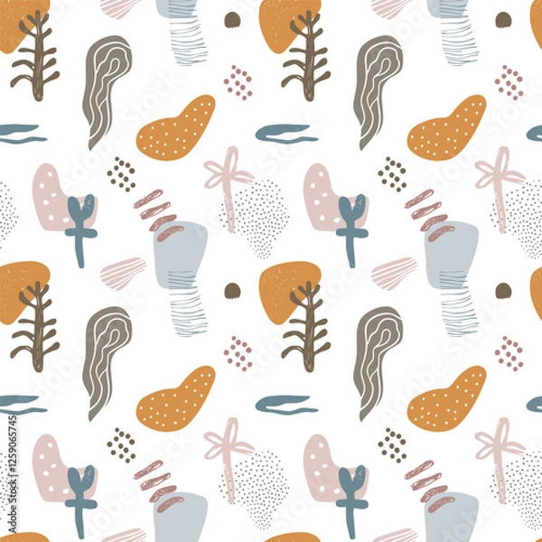 Obraz Abstract seamless pattern in trendy style with geometric elements, textures. Vector background.