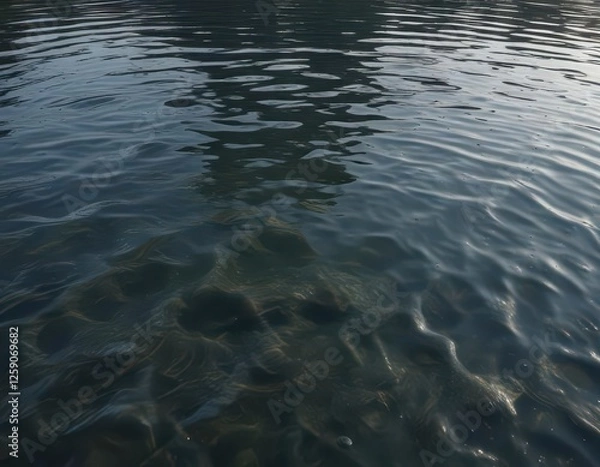 Fototapeta serene lake surface with circular water waves,  tranquility,  circular waves