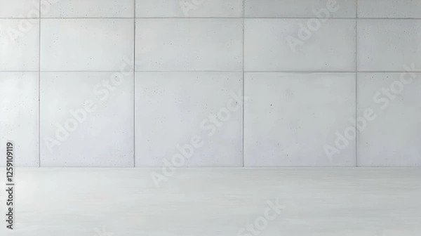 Obraz Empty White Concrete Room With Tiles And Polished Floor