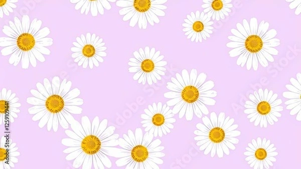 Fototapeta Pretty Daisy Flower Pattern Floral Background Spring Blooms White Daisies