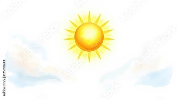 Fototapeta Bright Sun Shining Through Fluffy White Clouds