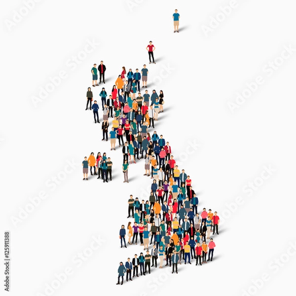 Fototapeta ludzie mapa kraju Wielka Brytania wektor