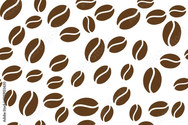 Fototapeta Drawn coffee bean seamless background. Pattern with falling coffee beans. Food doodle sketch backdrop