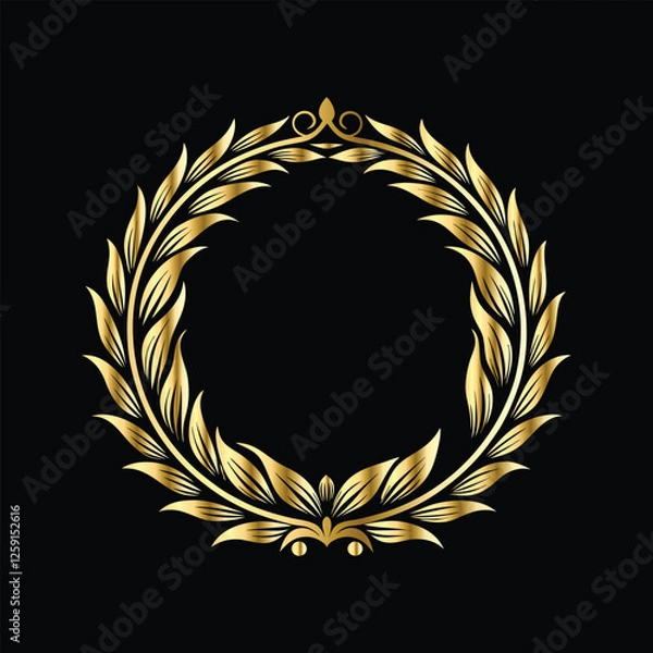 Fototapeta Vector decorative frame. Elegant element for design in Eastern style, place for text. Floral golden border. Lace illustration for invitations and greeting cards.
