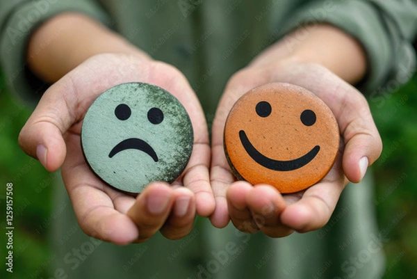 Obraz Navigating Emotion: The Interplay of Happiness, Sorrowful Moments, and Well-Being