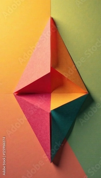 Obraz Triangular flap folds onto another triangular flap, folds, geometric shapes, design elements