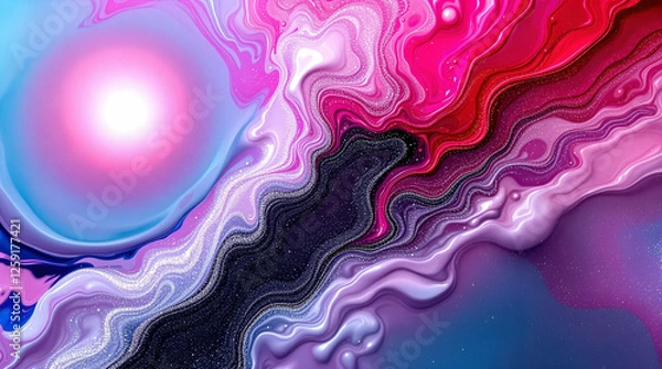 Obraz Abstract Color Explosion – Dynamic and Vibrant Art with Glowing Orb