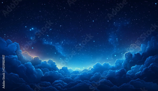 Fototapeta Abstract dark blue watercolor background with cloud shapes.