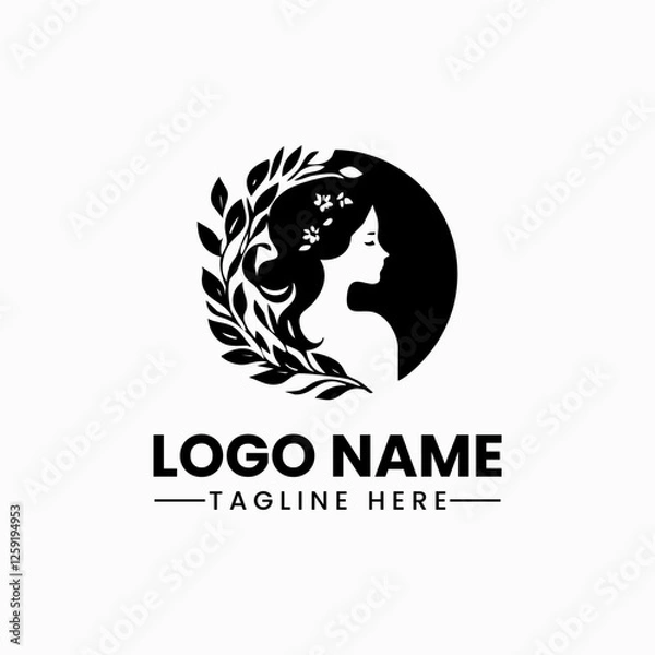 Fototapeta Luxury vines nature floral botanical frame in decorative style vector logo illustration